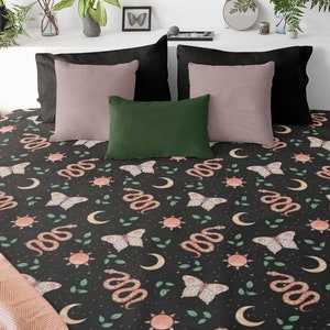 Witchy Bedding, Gothic Bedroom,Goth Duvet Cover,Moth Duvet Cover,Celestial Room Decor,Goth Cottagecore,Mystic Moth,Witch Aesthetic,Bedspread
