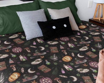 Pagan Bedding,Witchy Duvet Cover Set,Cottagecore Bedding,Witch Home Decor,Wiccan Decor, Mushroom Bedding,Hedge Witch, Mushroom Lover,Samhain