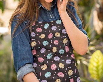Macaron Apron,Pastry Chef Apron, Baker Apron,French Macaroons,Pastry Chef Gift,Cute Apron,Confectioner,Culinary School Gift, Kitchen Apron