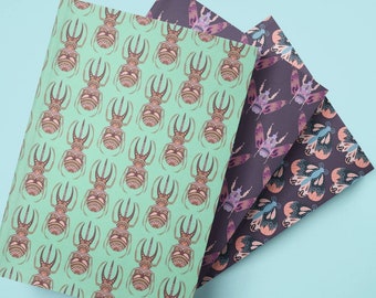 MULTIPACK Bug Journal, Insect Journal, Entomology Gift, Bug Notebook, Bug Lover, Bright and Colorful, Hardcover Notepad,Hardback Diary, A5