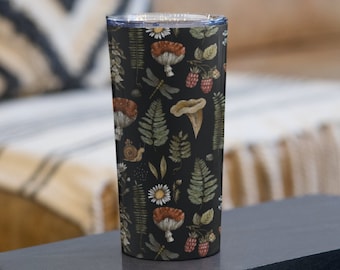 Forestcore Travel Mug, Mushroom Mug, Witchy Water Tumbler, Dark Cottagecore, Woodland Animals, Enchanted Forest, Cottagecore, Goblincore