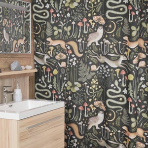 Dark Cottagecore Shower Curtain, Dark Cottagecore Home Decor, Dark Academia, Dark Cottagecore Aesthetic,Dark Cottagecore Witch,Magic Forest