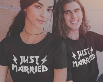 Metalhead Just Married Shirts, Heavy Metal Wedding, Gothic Wedding, Spooky Wedding, Death Metal Wedding