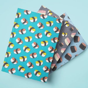 MULTIPACK Sushi Notebook,Sushi Journal,Kawaii Sushi,Cute Sushi Roll,Hardcover Notepad,Hardback Diary, A5,Sushi Lover Gift,Sushi Pattern Book
