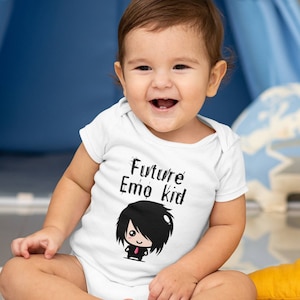 Emo Baby Clothes, Future Emo Kid, Goth Baby Nursery, Goth Baby Stuff, Alternative Baby Clothes, 2000s Emo, Emo Throwback, Alt Baby,Punk Rock