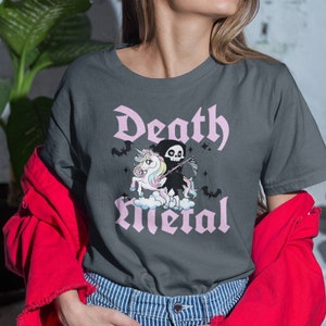 Death Metal Shirt, Heavy Metal Clothing, Pastel Goth, Metalhead Gifts, Creepy Cute, Grim Reaper and Unicorn, Alt Fashion, Alternative Style