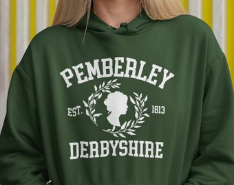 Pemberley Hoodie,Pride and Prejudice,Pemberley Sweatshirt,Jane Austen,Mr Darcy,Elizabeth Bennett,Bookish Gift,Literary Sweater,Classic Novel