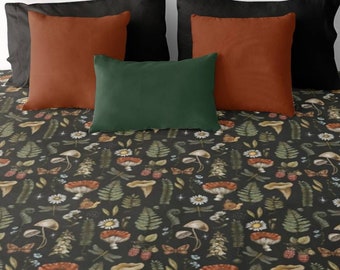 Dark Cottagecore Bedding, Moody Maximalist, Dark Academia Duvet Cover, Moody Florals,Maximalism,Art Nouveau,Enchanted Forest,Magic Woodland
