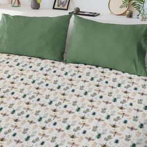 Insect Duvet Cover Set, Entomology Home Decor, Cottagecore Bedding Set, Forestcore Bedspread, Bug Lover Gift, Beetle and Dragonfly Pattern