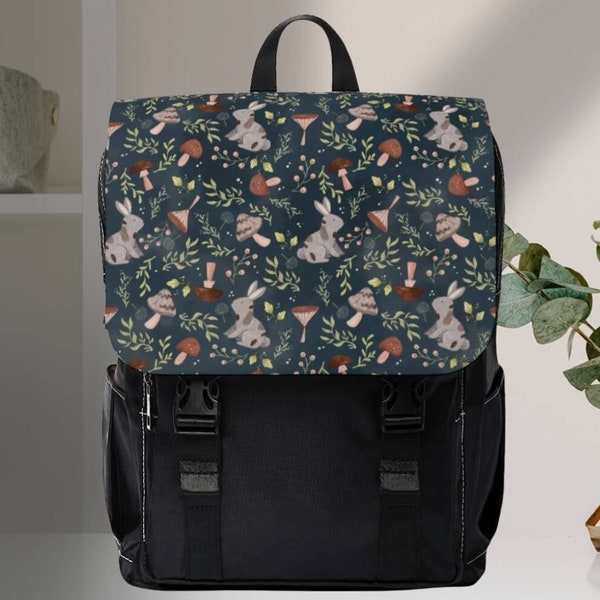 Cottagecore Backpack, Laptop Backpack,Weekend Overnight Bag,Mushroom Backpack, Woodland Floral,