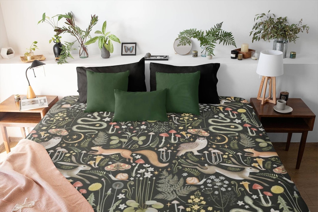 Dark Cottagecore Bedding, Moody Maximalist, Dark Academia Duvet Cover
