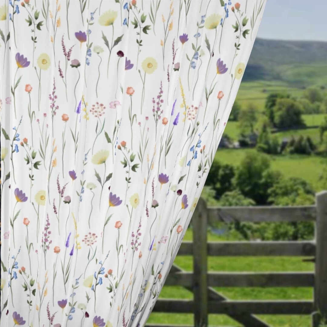 Cottagecore Floral Curtains, Wildflower Curtains, Country Cottage Decor