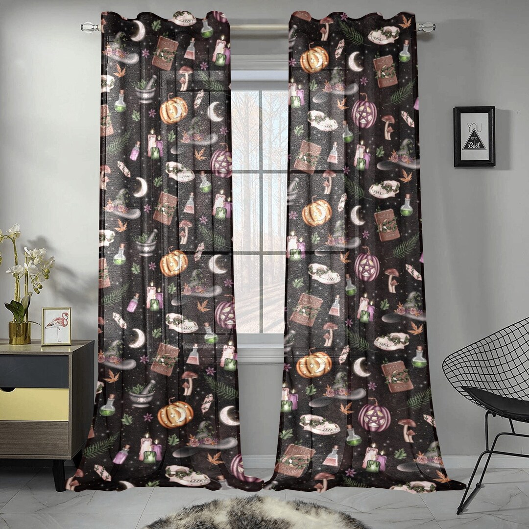 2 Panelssamhain Curtains,halloween Curtains, Spooky Curtains,animal