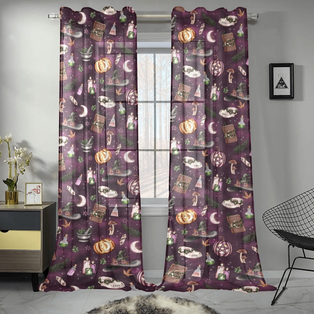 2 Panelssamhain Curtains,halloween Curtains, Spooky Curtains,animal