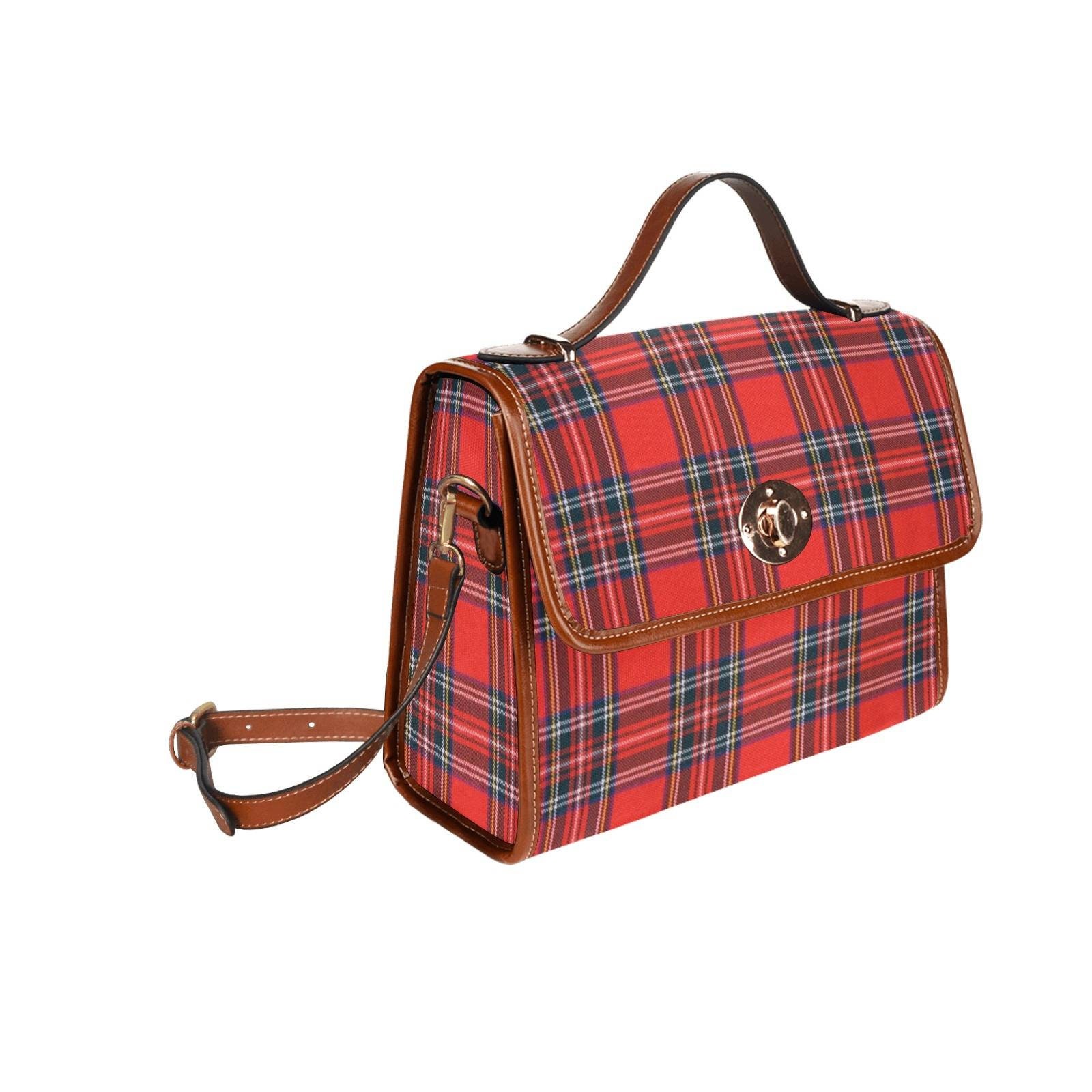 Tartan Scottish Royal Stewart Red Plaids Purse Leather Tote Bag main image 0