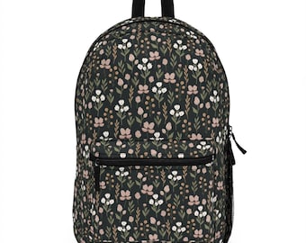 Cottagecore Backpack, Botanical Backpack, Laptop Backpack, Weekend Overnight Bag, Dark Moody Florals, Computer Bags, Wildflower Bag