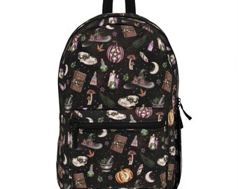 Pagan Backpack,Witchy Backpack, Mushroom Backpack,Laptop Bag, Work Bag, Witchcore Aesthetic, Earth Witch, Swamp or Hedge Witch,Overnight Bag