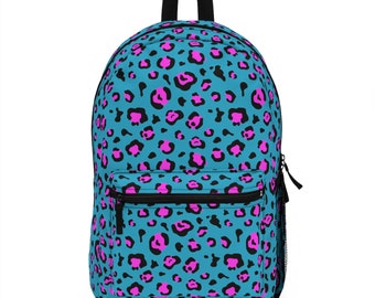Neon Leopard Print Backpack, Back to School, Festival Bag, Laptop Backpack, Work Bag, Weekend Overnight Bag, Summer Music Festival, Bold