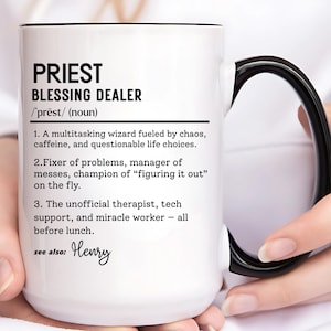 Custom Priest Dictionary Mug, Funny Blessing Dealer Mug, Universal Definition Mug Gift for Priest, Religious Gift Idea
