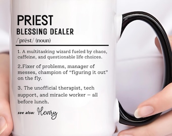 Custom Priest Dictionary Mug, Funny Blessing Dealer Mug, Universal Definition Mug Gift for Priest, Religious Gift Idea