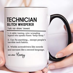 Funny Technician Mug, Custom Tech Support Gift, Fix-It Definition Coffee Cup, Maintenance Mug, Skilled Worker Present