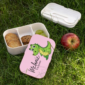Personalized Baby Crocodile Bento Box, Custom Name Lunch Box, Cute Animal Snack Box, Kids School Lunch Container, Back to School Gift