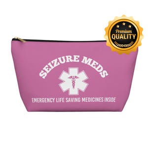 Seizure Meds Emergency Pouch for Life Saving Medicines Medical Organizer Bag for Epilepsy Medication School Work Travel First Aid Kit