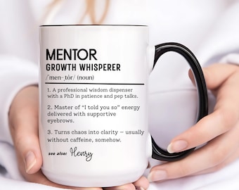 Aangepaste mentormok, grappig cadeau mentordefinitie, gepersonaliseerde koffiekop, mok lifecoach, cadeau mentor