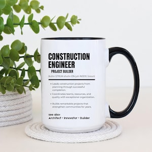 Construction Engineer Mug, Construction Engineer Gift, Engineer Coffee Mug, Civil Engineering Present, Builder Mug