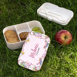 Custom Unicorn Bento Box, Custom Lunch Box for Girls, Magical Kids Lunch Container, Cute School Snack Box, Gift for Daughter, Bento Box