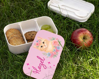 Bento Box a forma di gattino, Lunch Box personalizzato a forma di gatto per ragazze, Contenitore per alimenti personalizzato, Graziosa scatola per la scuola a forma di gattino, Regalo per gli amanti dei gatti