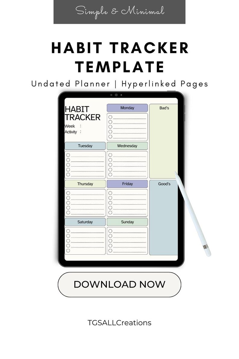 Weekly Habit Tracker Printable, Canva Editable Routine Checklist ...