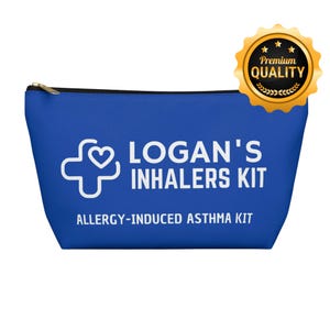 Logans Allergy Induced Asthma Inhalers Kit Personalized Medical Pouch Emergency Medicine Bag for Kids Teens Adults Travel Use