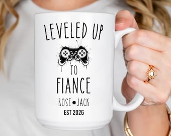 Gamer Fiance Mug, Leveled Up Engagement Gift, Personalized Future Husband