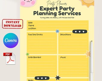 Kids Birthday Party Planner, Canva Editable, Printable PDF