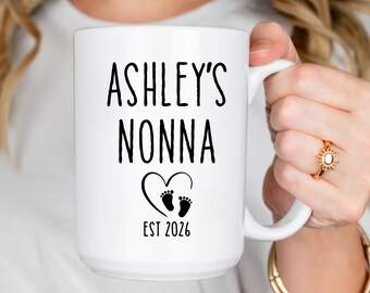 Personalized Nonna Pregnancy Announcement Mug, Custom Name & Est. Year