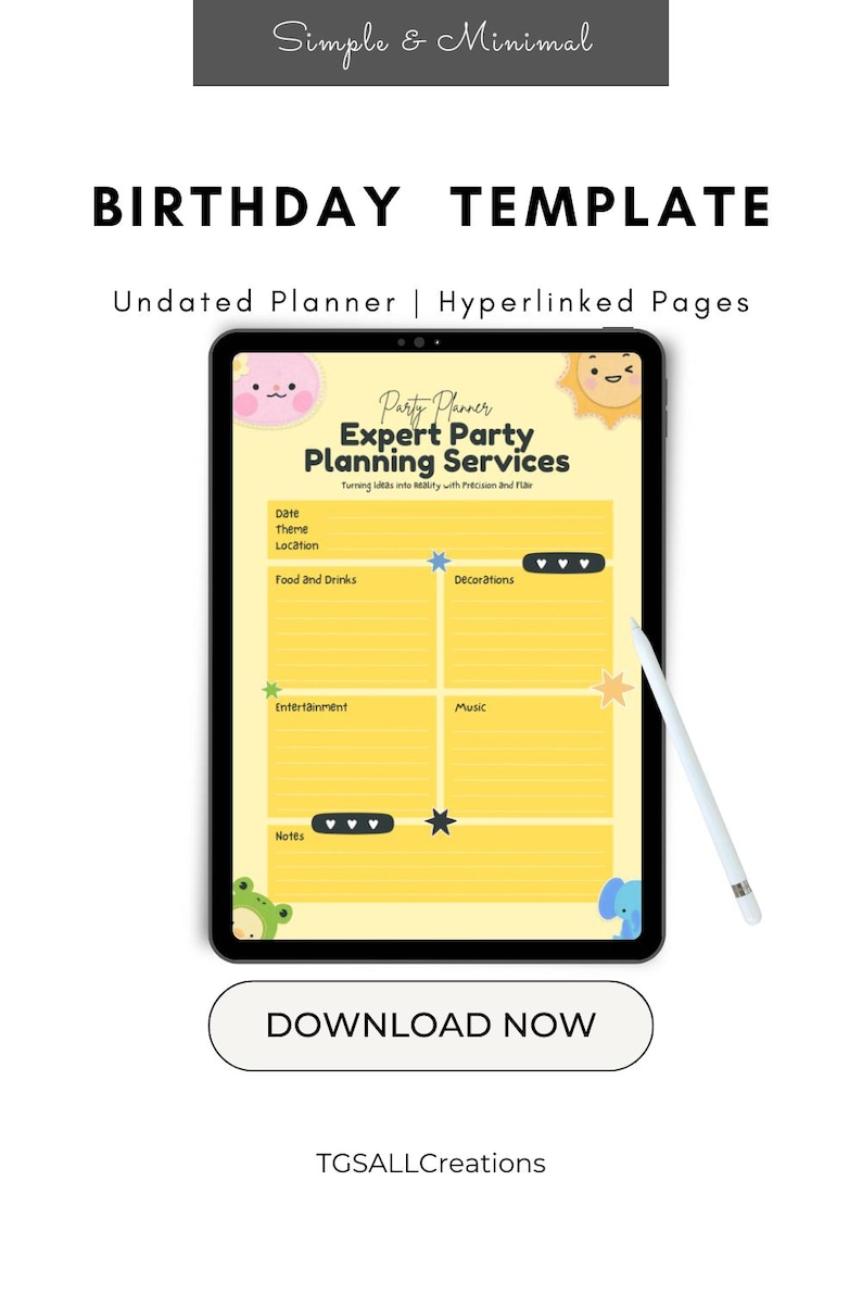 Kids Birthday Party Planner, Canva Editable, Printable PDF - Etsy