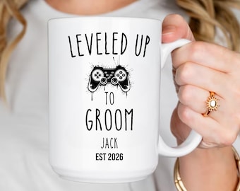 Leveled Up To Groom Mug, Groom Gift Mug, Personalized Groom Coffee Mug, Funny Groom Mug, Wedding Groom Gift