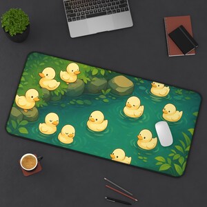 Desk Mat Aesthetic, Lofi Desk Mat, Cute Duck Gaming Mouse Pad, Kawaii Duckling Deskmat, Cozy Gamer Girl Gifts, Birds Lover Gift, Bird Mat