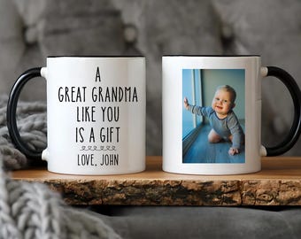 Personalized Great Grandma Mug, Custom Photo Great Grandma Coffee Mug, Gift For Great Grandma, Grandma Keepsake Mug