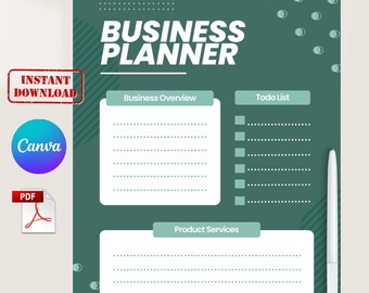 Canva Editable Business Planner Template, Printable PDF (Instant Download)