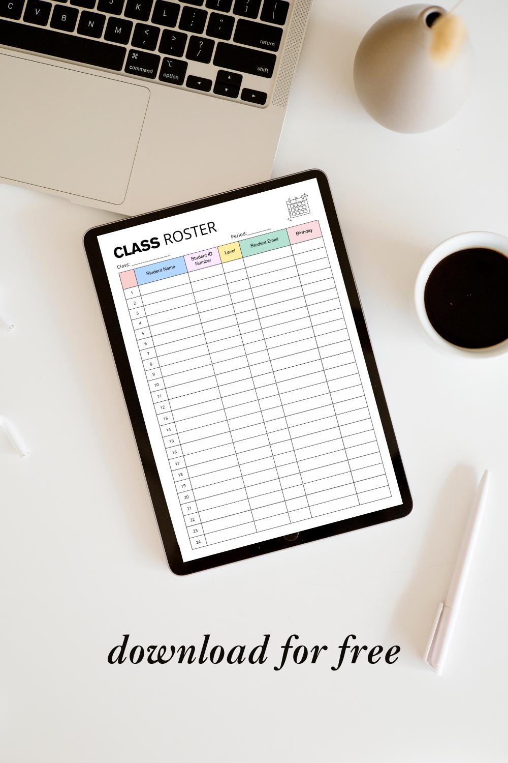 Printable Class Roster Template, Teacher Organizer (editable PDF, A4/US ...