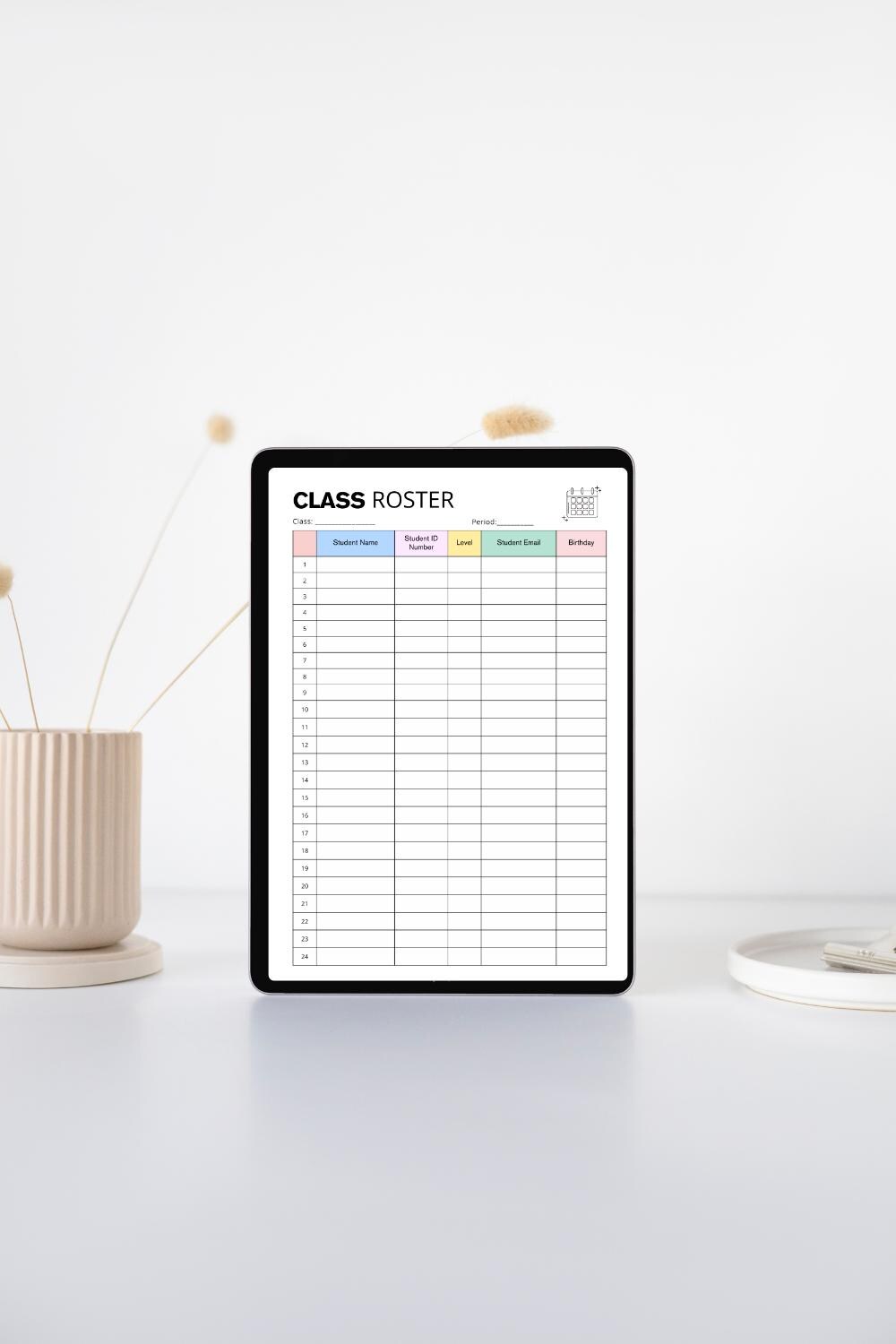 Printable Class Roster Template, Teacher Organizer (editable PDF, A4/US ...