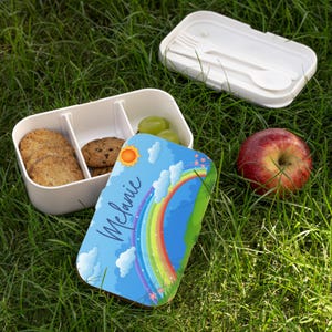 Personalized Bento Box, Custom Name Lunch Box, Magical Kids Lunch Box, Cute School Snack Box, Back to School Gift, Rainbow Lunch Box