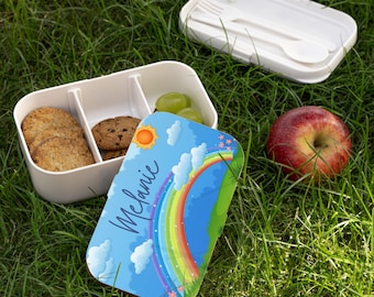 Personalized Bento Box, Custom Name Lunch Box, Magical Kids Lunch Box, Cute School Snack Box, Back to School Gift, Rainbow Lunch Box