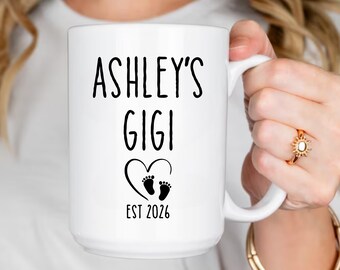 Personalized Gigi Mug, Gigi Coffee Mug, New Gigi Gift, Gigi Mug EST 2026, Custom Gigi Mug, Pregnancy Announcement Gift