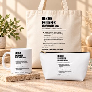 Gepersonaliseerde cadeauset voor ontwerpingenieurs, cadeau voor ontwerpingenieurs, afstudeercadeau voor ingenieurs, gepersonaliseerd cadeau voor ingenieurs, set met mok en draagtas