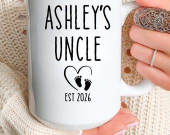 Personalized Uncle Coffee Mug, New Uncle Gift, Est 2026