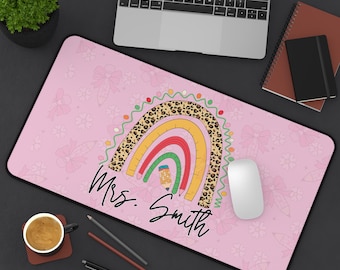 Custom Teacher Floral Desk Mat, Personalized Name Desk Mat for Teacher, Classroom Decor, Large Desk Mat Gift, Teacher Appreciation Gift