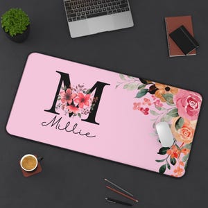 Custom Letter Desk Mat, Personalized Initial Desk Mat, Monogram Desk Mat, Elegant Office Decor, Desk Mat Gift, Office Work Gift